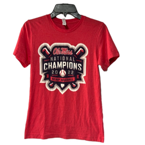 Women’s Bella Canvas Ole‎ Miss 2022 National Champions baseball red size S